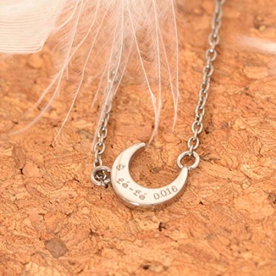 Phiten Titanium Necklace with Moon Size and Includes a Set and Kotobuki Jewelry Polishing Fe-fe Women's Pendant, 38, Diamonds. 2-Piece (Necklace