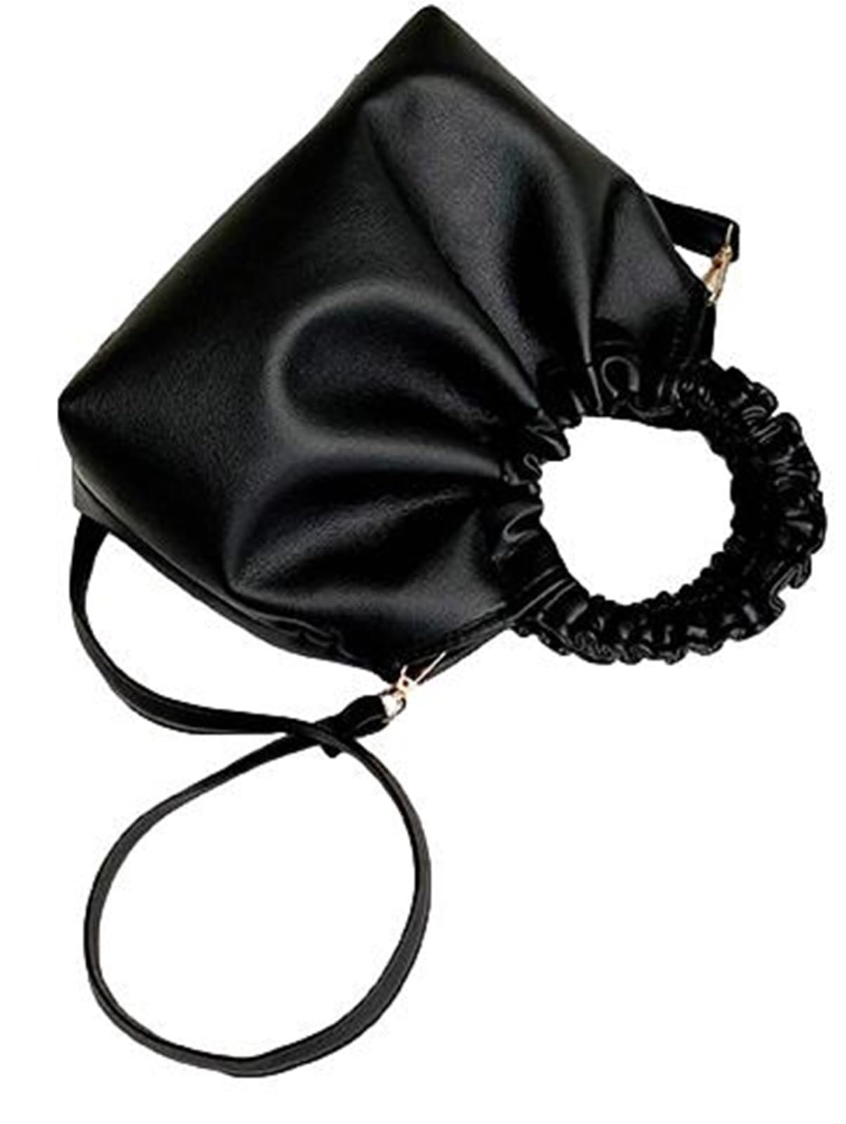 

Nibunnoichi Plus Mini Shoulder Shoulder [1/2plus] Bag, Bag, 2-way, Compact, Gathered, Scrunchy, Casual, Bag, Women s (Black) чорний