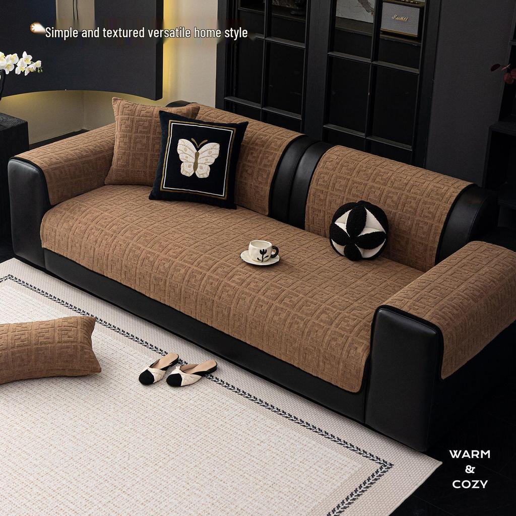 2025 Retro Style Plush Sofa Cushion Cover, Non-slip & Thickened for All Seasons