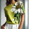 Women's T-Shirts Summer Clothing Floral Graphic O-Neck Short Sleeve Tops Streetwear Oversized Apparel Loose Ladies Tees