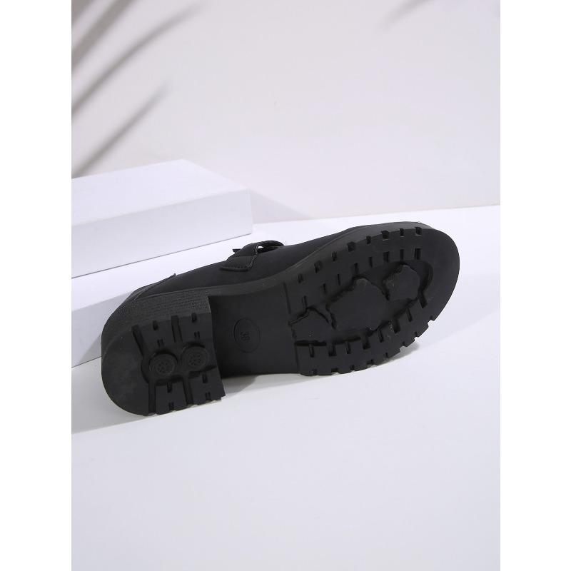 Women's Round Toe Loafers, Soft Sole Block Heel Casual Shoes