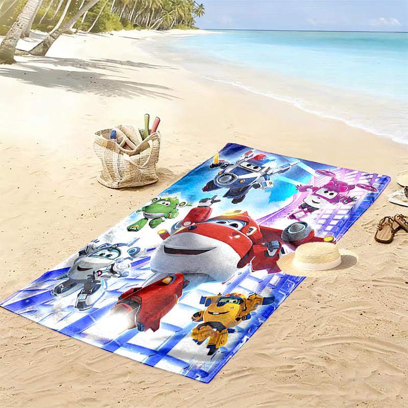 Super Wings Print Beach Towel, Large Soft Quick Dry Towel for Beach Camping Swimming