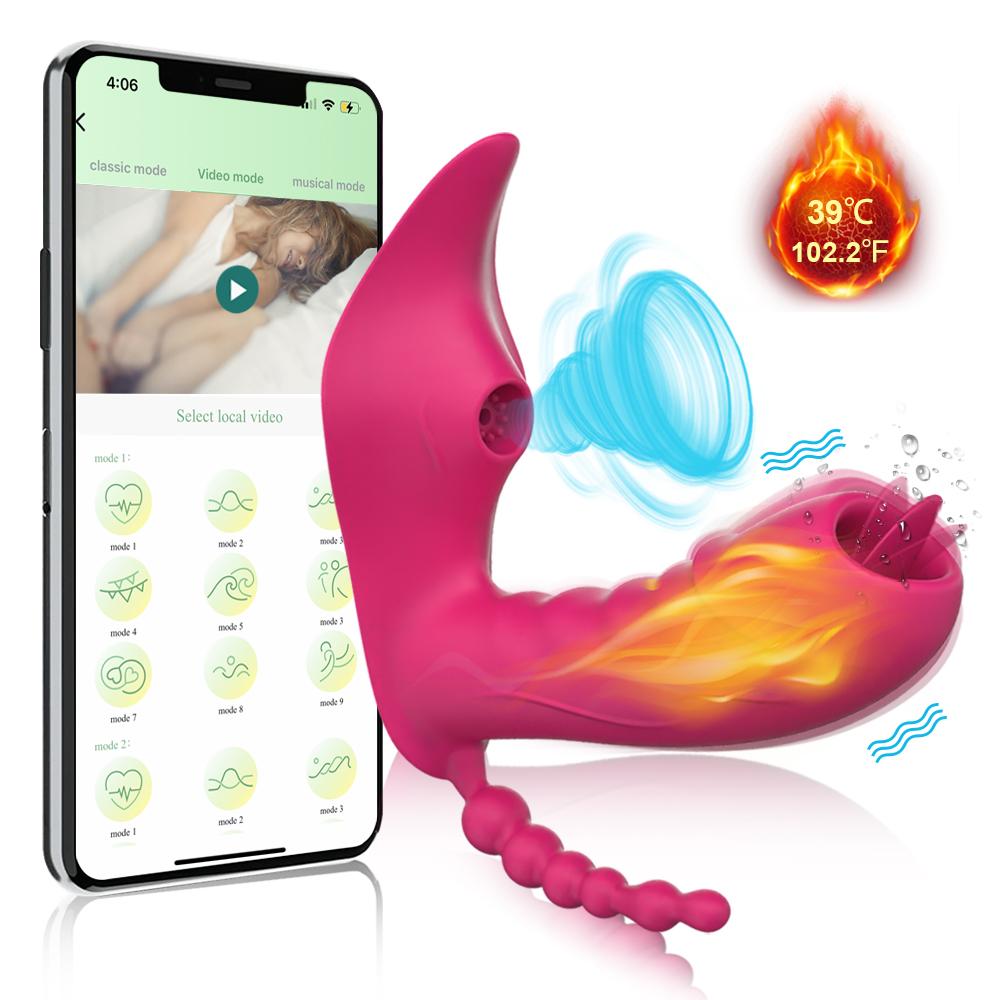 Female Vibrator APP Dámské nositelné sexuální hračky Vibrátor Sání Clit Kouření Stimulace Hračky pro dospělé Dildo Clit Stimulátor