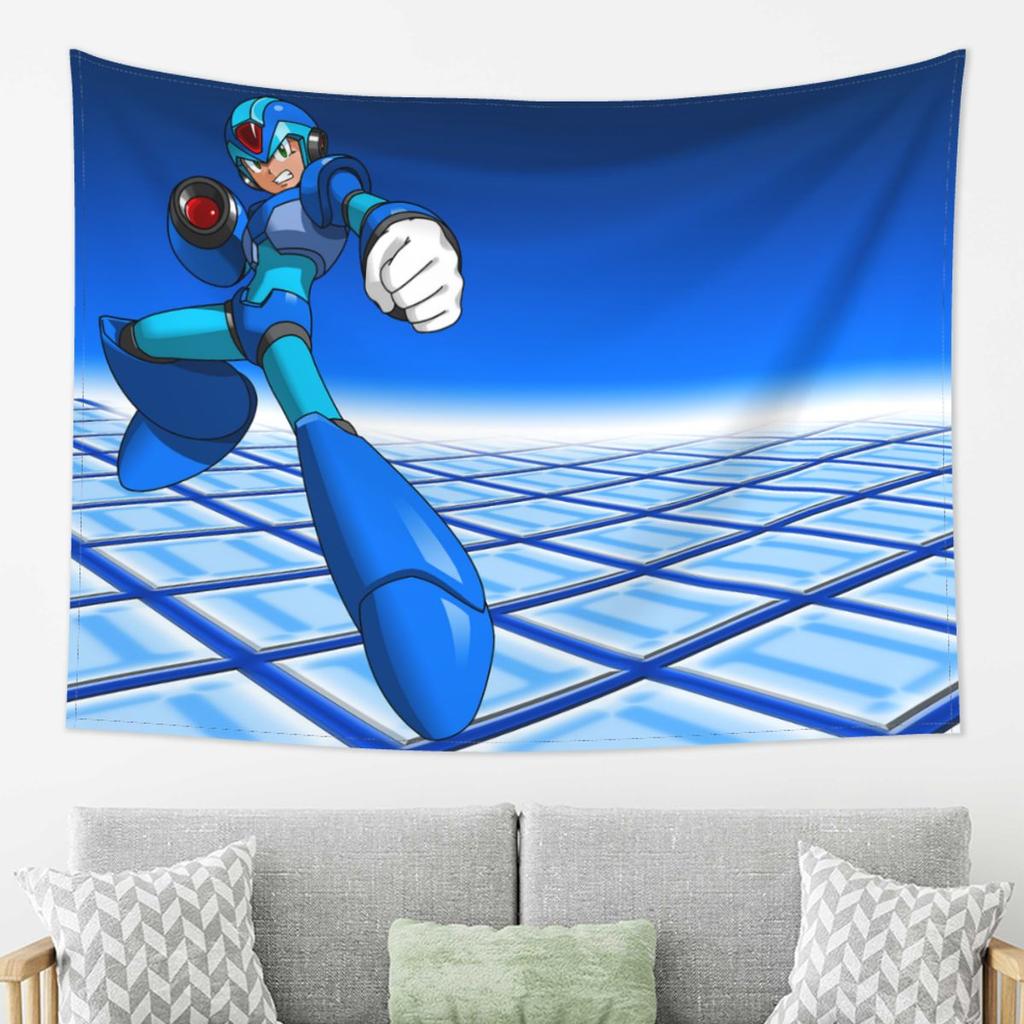 Megaman Videospiel Mega Man Wandteppich Dekoration Kunst Ästhetische Wandteppiche für Wohnzimmer Schlafzimmer Zuhause Wandtuch Wandbehang