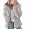 Warm Hooded Fleece Long Sleeve Women Plush Fur Coat Jacket Wool Cardigan