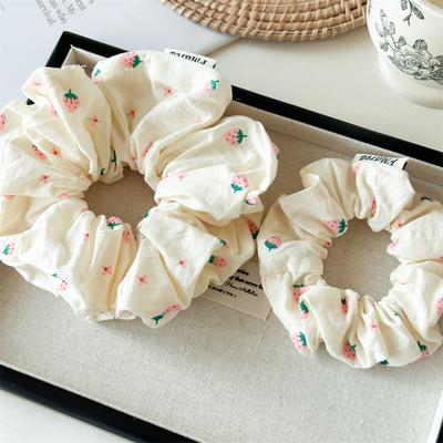 Sweet Strawberry Print White Summer Elastic Hair Bands Accessories Tie Hair Ring Rope Headdress Headwear Ponytail Holder