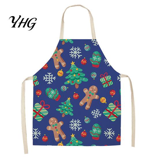 Santa Claus Kitchen Supplies Christmas Apron, Claus/Elk/Gingerbread Man/Snowman Print Cooking Bib, Waterproof Funny Gingerbread Man Chef Apron