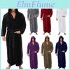 Mens Plush Shawl Winter Lengthened Bathrobe Home Clothes Long Sleeved Robe Coat