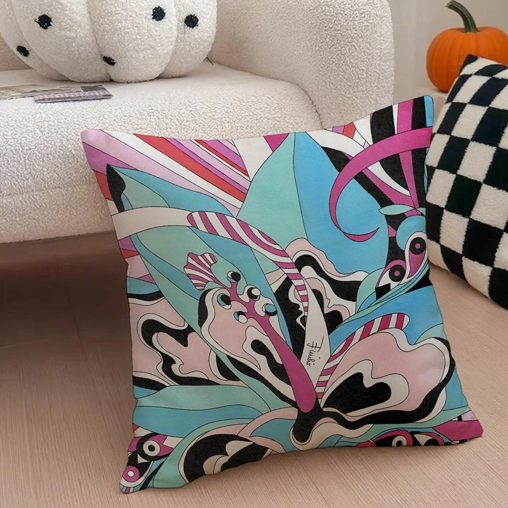 fashion vibrant EEEmilio Pucci Cushion Cover Throw Pillow Cover Hidden Button Durable Polyester Chair Cushion