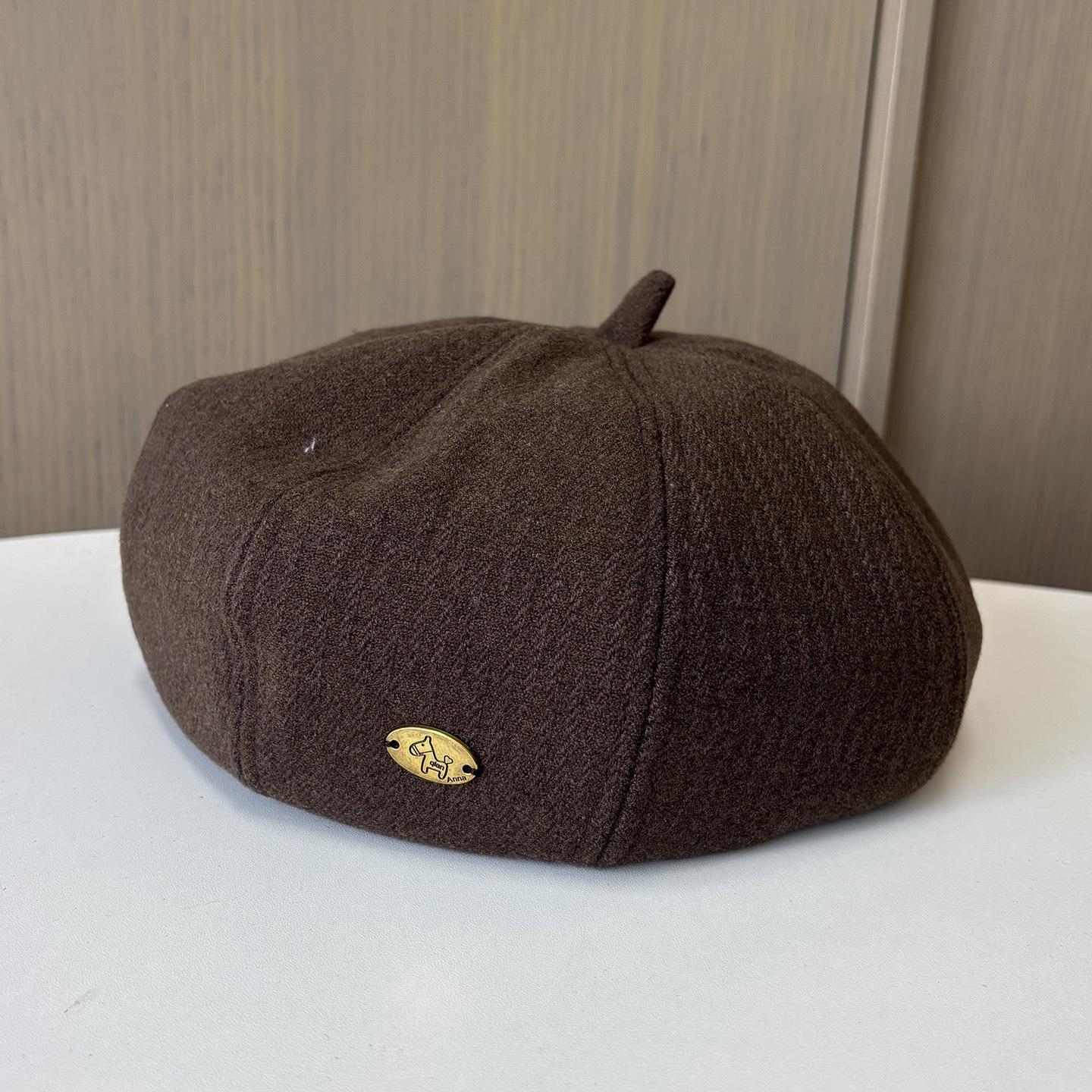 

Japanese Black Temperament Beret Women S Season Big Head Circumference Showing Face Small Painter Hat Retro Cloud Octagonal Hat M（56-58cm）