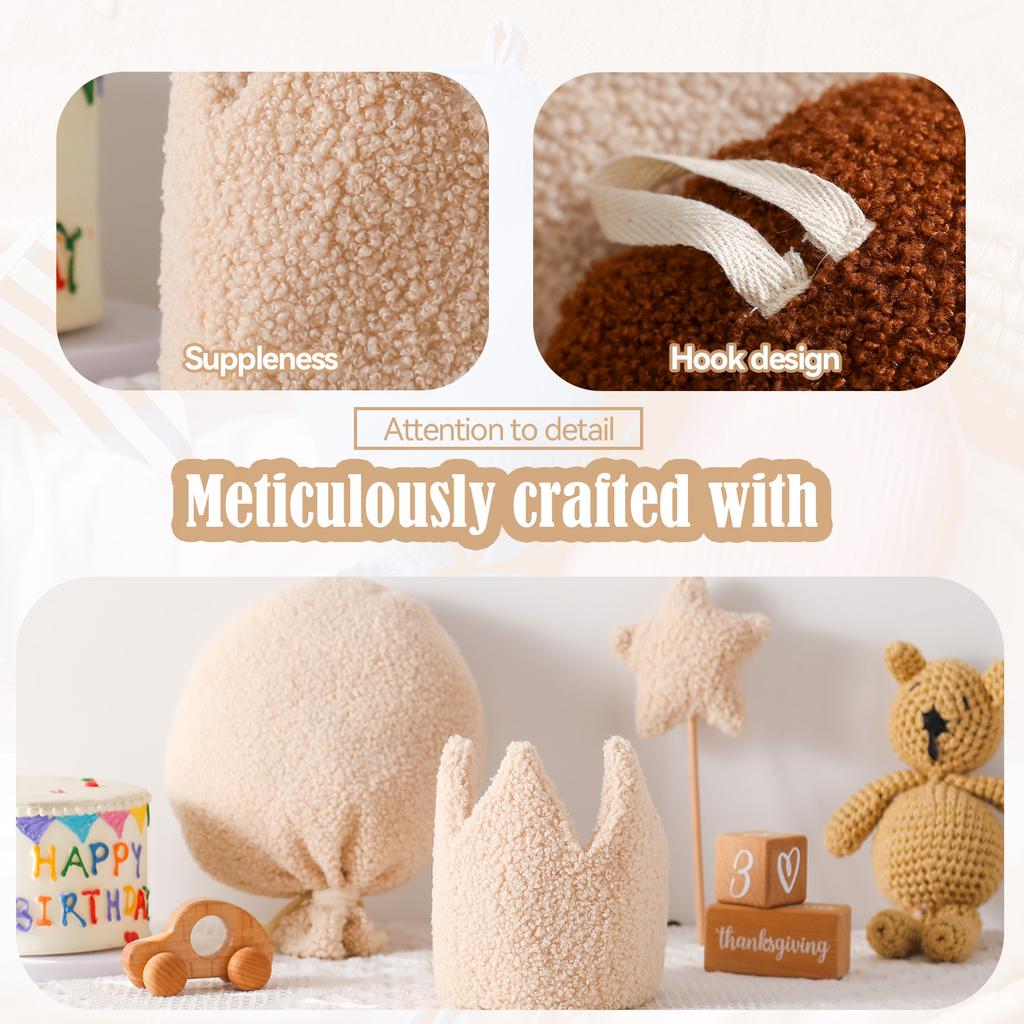 Baby Birthday Party Crown Set Teddy Velvet Hat Headband Magic Wand Toy Kid Birthday Party Magic Wand Crown Decoration Baby Gifts