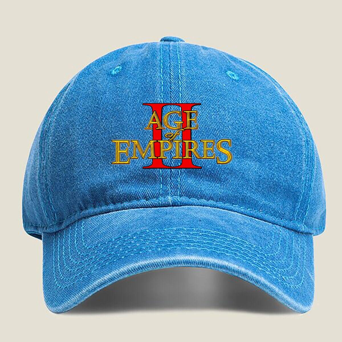 Age of Empires II Logo Fashion Washed Baseball Cap Hat Outdoor Activities One Size озеро синий