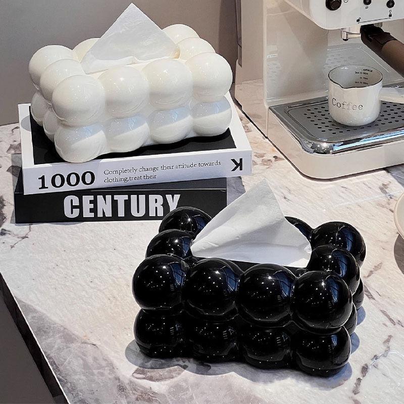 INS-Style Cream Aesthetic Tissue Box – Cute Minimalist Napkin Holder for Living Room or Bedroom