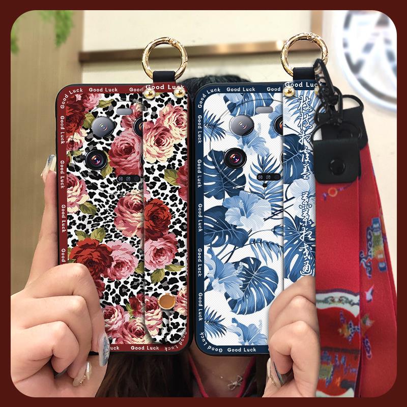 Anti-dust Kickstand Phone Case For Xiaomi 13 Ultra Back Cover Phone Holder Silicone Durable Lanyard Elderly Lady Fashion