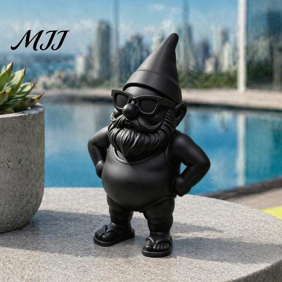 Modern Home Decor Accents 3D Printed Beach Gnome Statue with Swimsuit Sunglasses, Waterproof Decorative Summer Dwarf Ornaments Figurine for