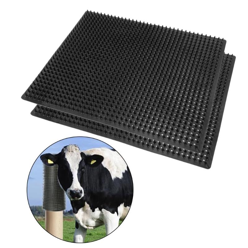 2PCS Livestock Grooming Mats With Mounting Nail Scratching Post Pad For Various Farm Animal Horse Cow Cattle Grooming