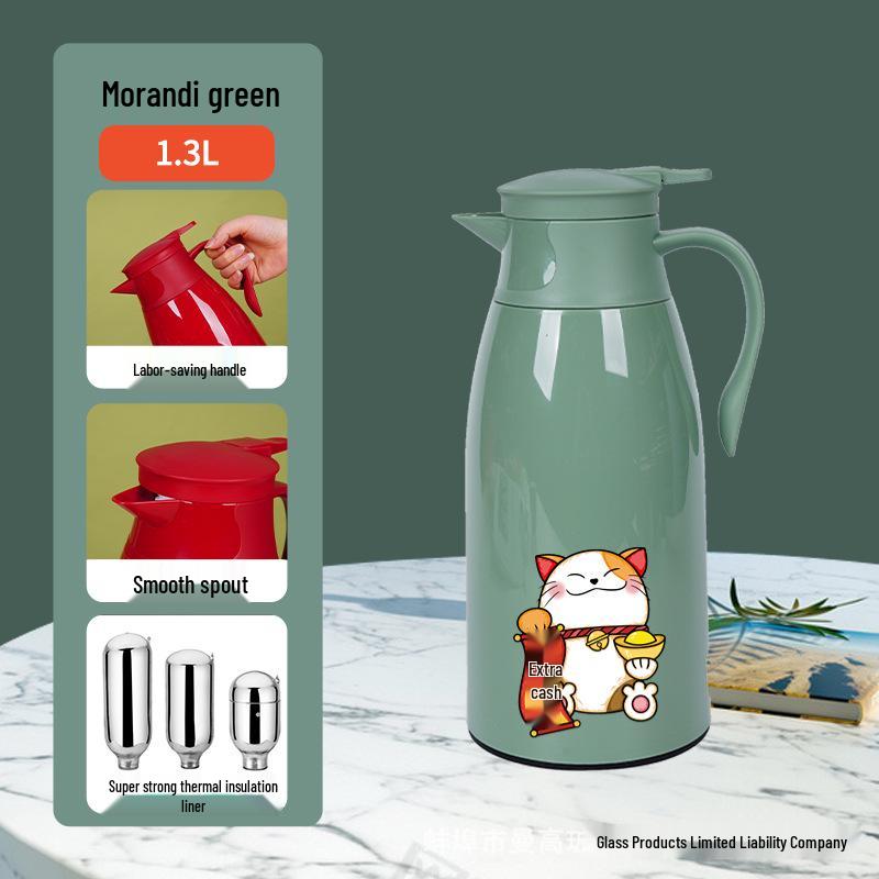 Large Capacity Cat Thermos with Glass Liner - Insulated Kettle for Home and Dorm Use