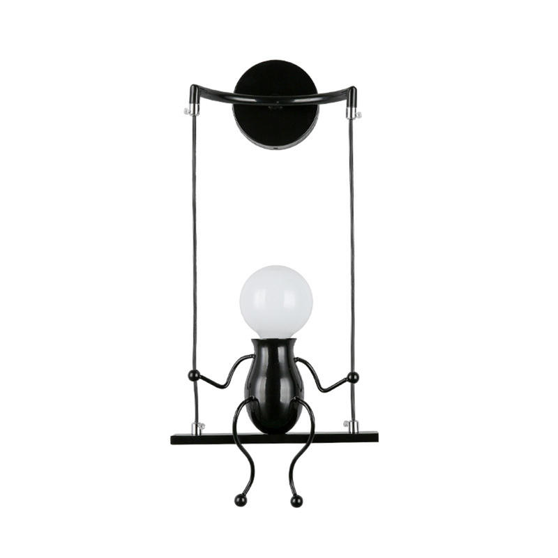 Kids Kinkiet, 220V LED Kinkiet Night Lamp For Bedroom, 5W Corridor Stairs To Corridor Villain Wrought Iron Lamp, Black