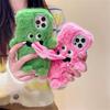 Funny Tongue Sticking Out Plush Mobile Phone Case, Winter Warm Fuzzy Phone Case Cover, Christmas Cute Phone Case For 15