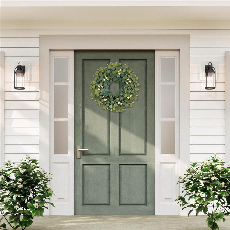 Hua Ying Fu Green Plant Combination Door & Window Hanging Ornament with Money Leaf & Eucalyptus Wreath