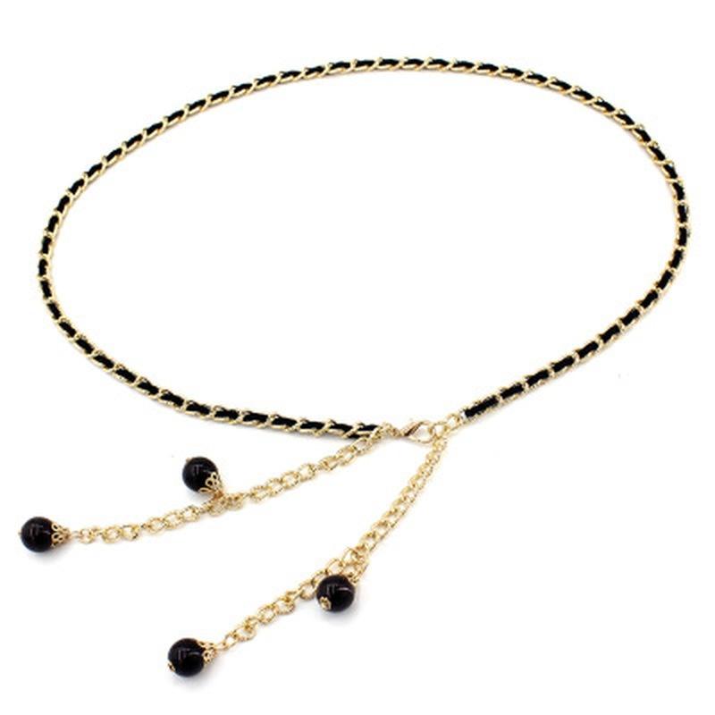 Fashion Elegant Ladies Pearl Waist Chain Metal Chain Belt Wild Waistband Women Dress Decoration Belts Slim Belt