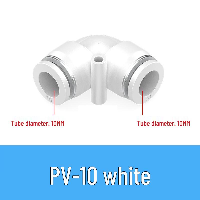 Pneumatic Quick Connect Tee, White Plastic, Straight Push-in, Sizes: 4-16mm
