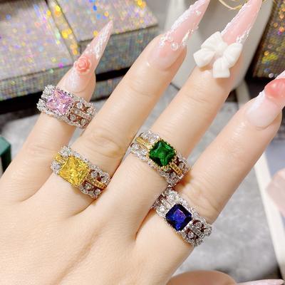 2026 Sieradenontwerp Cha Roze Schatring Dames, Europese en Amerikaanse Lichte Luxe Kleur Schat Open Set Ring