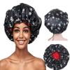 Adjustable Double Layer Satin Nightcap with Elastic Drawstring for Hair Protection