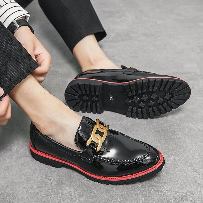 Size 38-48 Fashionable Men Tassel Shoes Black Lacquer Leather European Edition Business Travel Le Fu Shoe Gentlemen Social Shoes