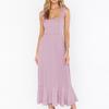 Women Summer Casual Sleeveless Spaghetti Strap A-Line Dress High Waist Long Split Solid Color Dresses
