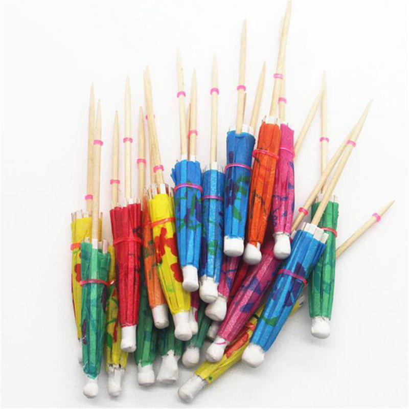 40Pcs Paper Cocktail Parasols Umbrellas Party Wedding Supplies Luau Drink Stick