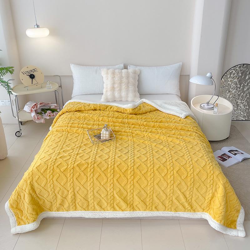 Lambswool Plush Diamond Plaid Winter Blanket, Thick & Warm, Customizable