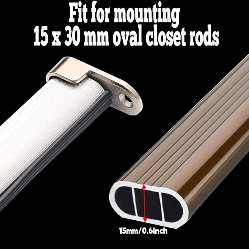 2-10pcs Oval Closet Pole Sockets,Flange Rod Holder,Closet Rod Brackets,Hanging Clothes Rod Holder,Wardrobe Clothes Tube Support
