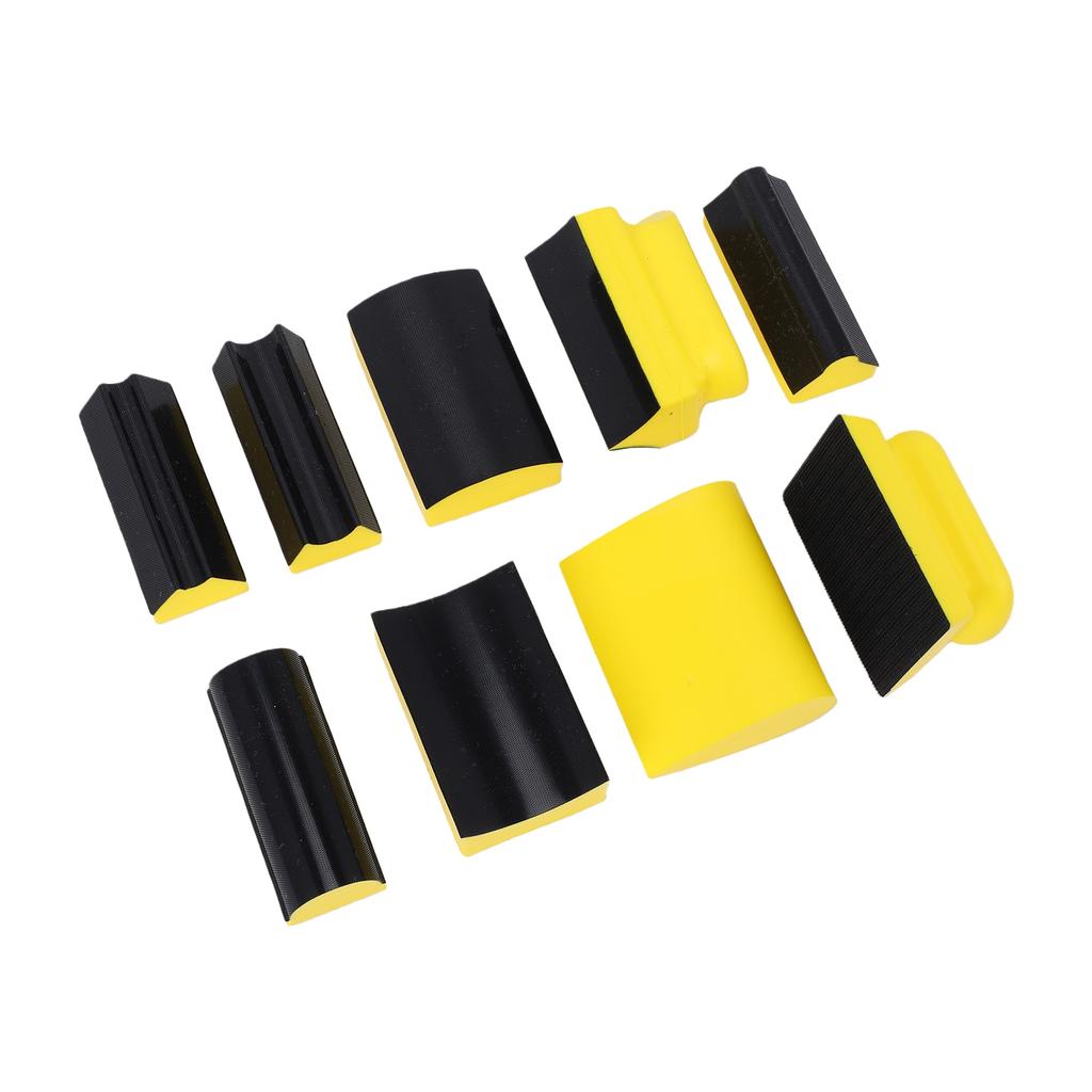 9 Pcs Hand Sanding Block Set Interchangeable Hook and   Contoured   Sanding Pad for Wood Furniture Car Paint Craft
