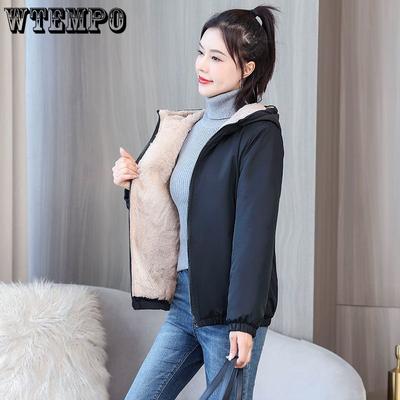 Damen Fleecemantel Winter Warm Verdicken Solide Windjacke Mit Kapuze Baumwollplüsch Kapuzenjacke Lässige Winddichte Outdoorjacke