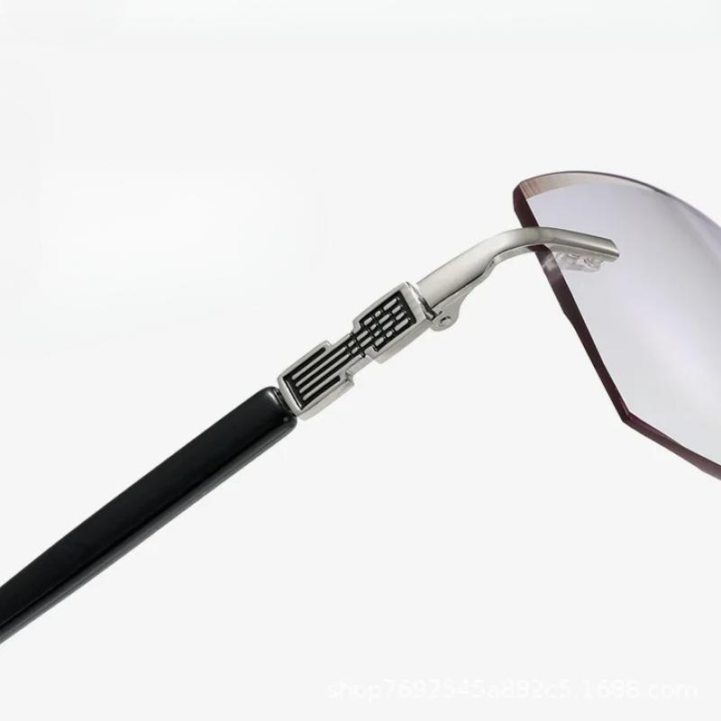 Diamond Trimming Rimless Square Reading Eyewear Far Near Dual Purpose Women Eyeglasses Metal Frame Antifatigue Men Glasses