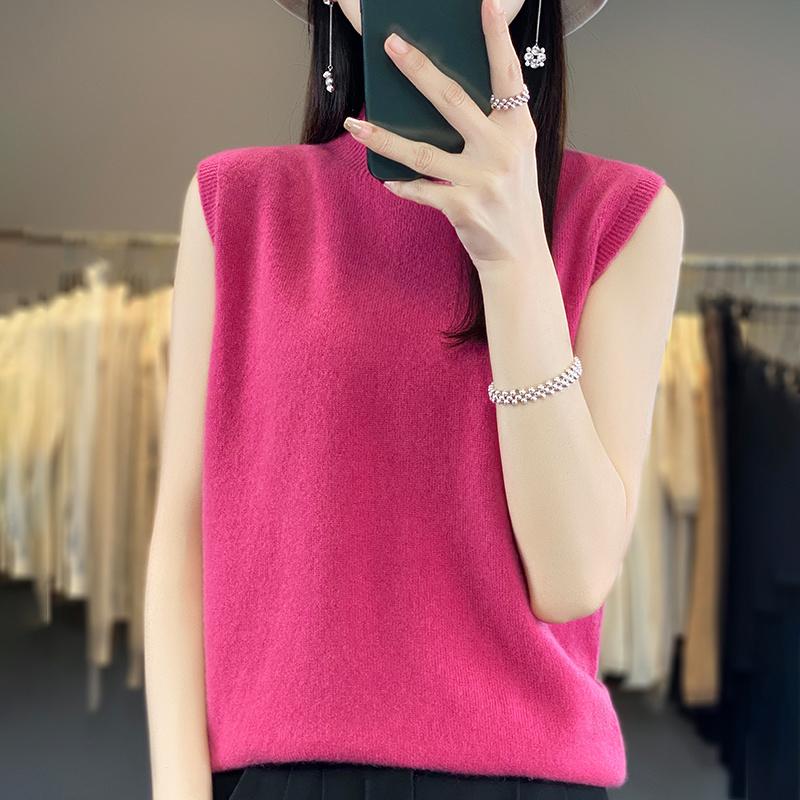 

Женская майка из 100% шерсти без рукавов, СОВРЕМЕННАЯ НОВАЯ SAGA, весенне-осенняя футболка, водолазка, вязаный шерстяной топ, мягкий базовый жилет, женский 2XL