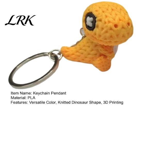 Blue Dinosaur Pendant Keychain Pendant, 3D Printed Mini Unique Gift Knitted Texture Design Keyring for Keys Backpacks Gifts Backpack Charm
