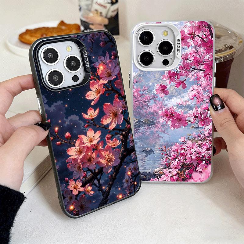 Dreamy Night Cherry Blossom Tree Soft Phone Case for iPhone 15 16 17 Pro Max 17Air 16E 14 Plus 13 12 Mini Shockproof Cover Back
