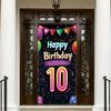10th Birthday Door Cover Decoration 71 x 35 Inch Colorful Balloons and Lights Banner for Kids Happy Tenth Birthday Party Supplies Photo Backdrop Wall