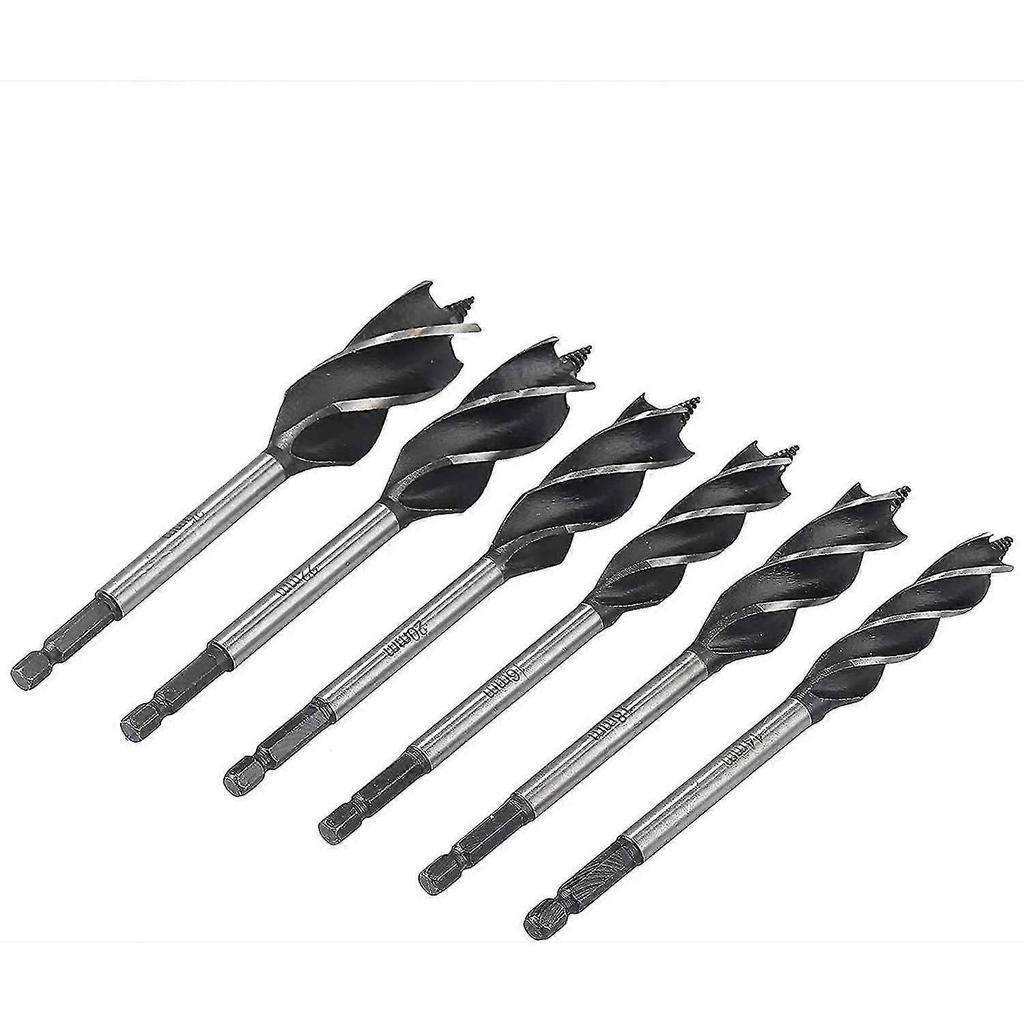 Four-flute Woodworking Reaming Drill Spiral High Carbon Steel Drill Set 6 Pieces - DD01