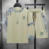 Summer Fashion Trend Print Comfortable Breathable Short Sleeve Shorts Set Men's Casual Loose Sports Plus Size Two-Piece Set