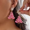 Colorful Rhinestone Drop Ear Drop Dangle Crystal Xmas Studs Christmas Tree Earrings  Fashion Women