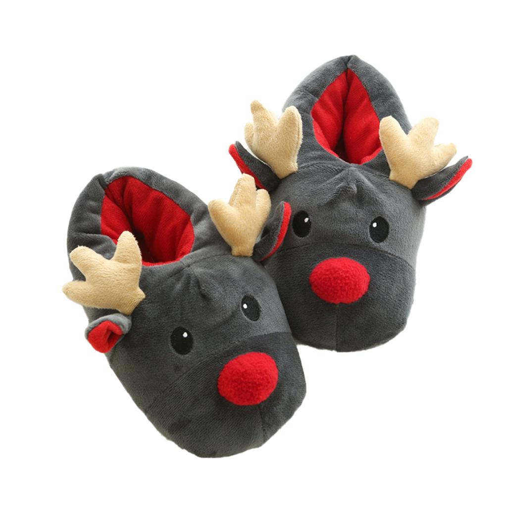 Рождественские тапочки Велюровые Зимние Домашние Уличные Милые Туфли Девочки