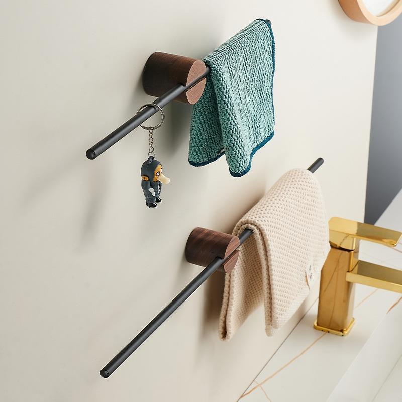 Walnut towel rack Punch-free bathroom towel hanging rack Bathroom towel storage
