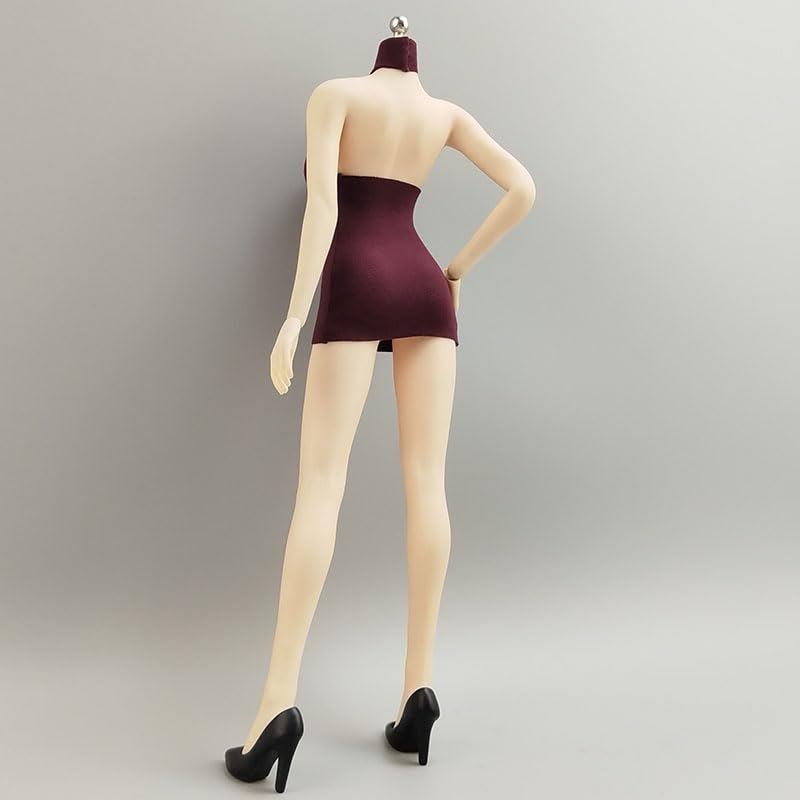 HAMRETHYPPZ 1/6 Scale Costume, 1/6 Scale Figure Clothes, Female, Sexy Dress, Sexy Miniskirt (Body, Head, Shoes, Etc. Not Included) (Dark Red)