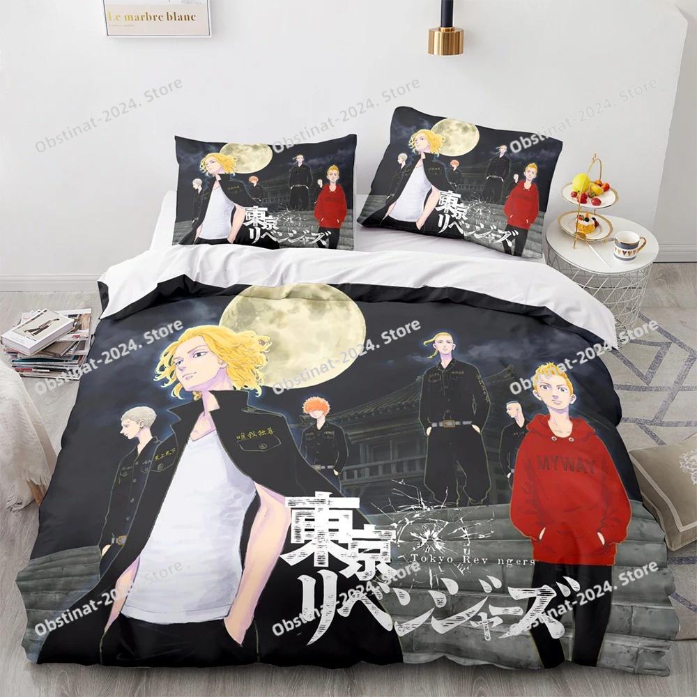 3D New Anime Tokyo Revengers Bedding Set Printed Bed Set Duvet Cover Sheet Pillowcase Bed Soft Quilt Cover Full Queen King Size