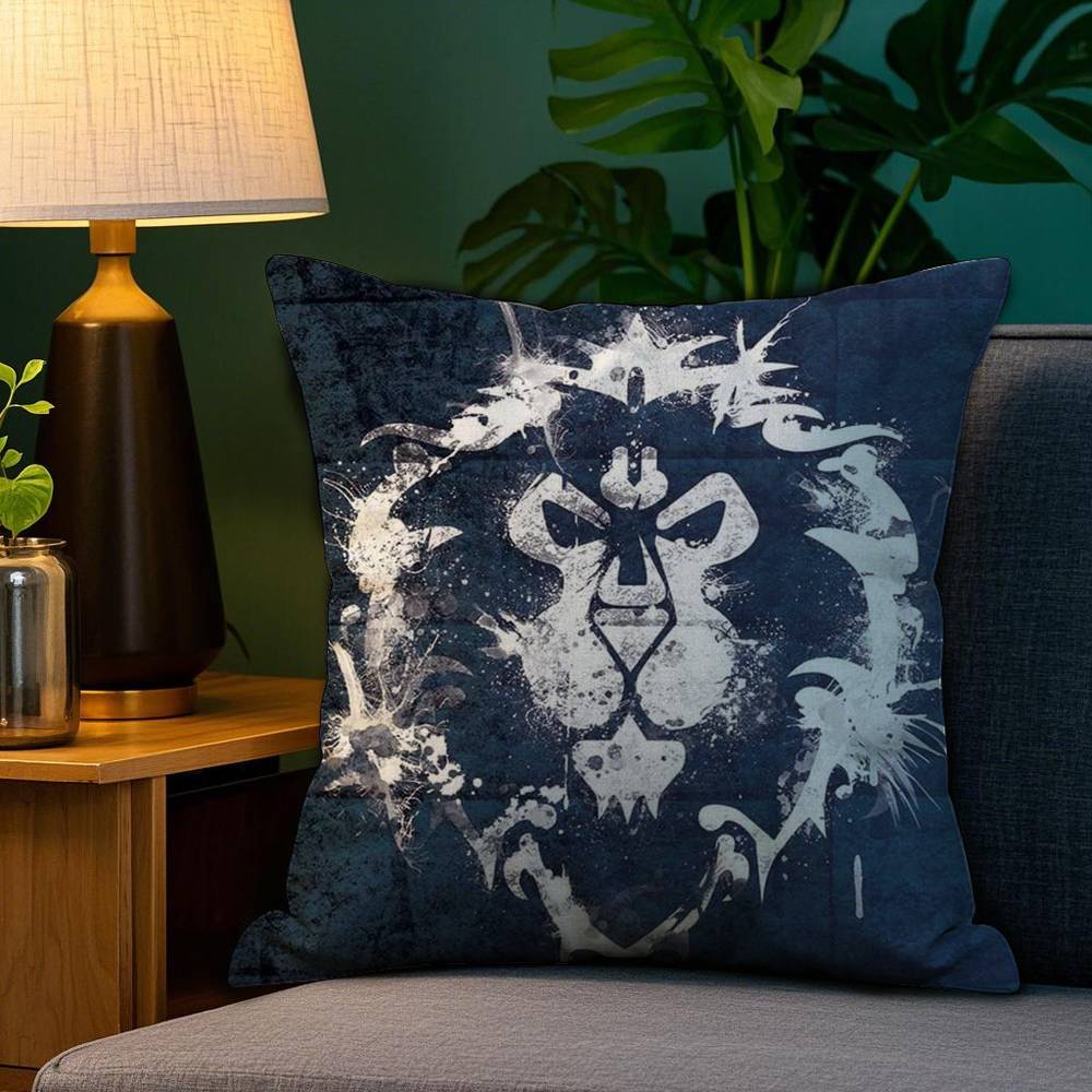 Warcrafts of World W-WOW Spiel Kissenbezug Plüschstoff Weich Doppelseitiger Druck Sofakissenbezug Dekokissenbezüge