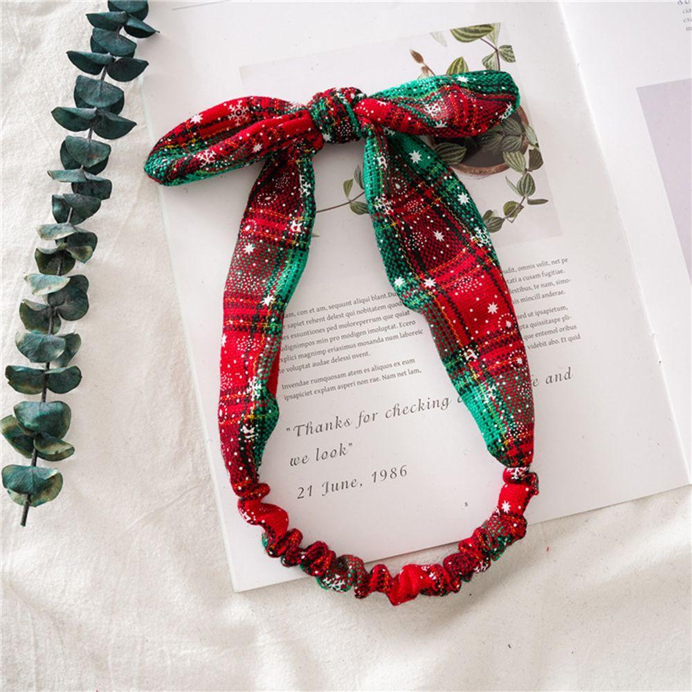 Happy Navidad Decor Girls Ornaments Christmas Grid Headband Xmas Garland New Year Gift Snowflake