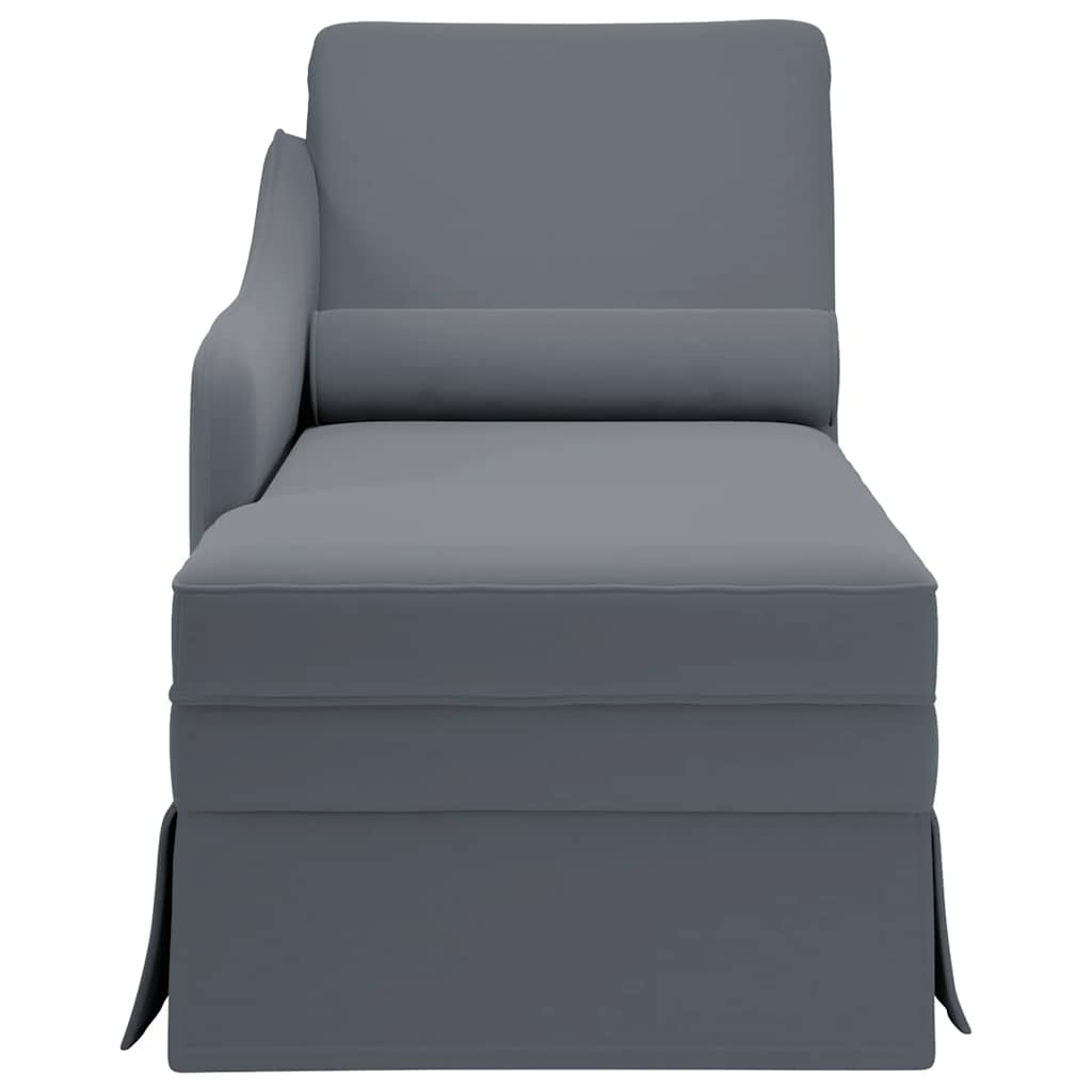 Vidaxl Chaise Longue With Cushion, Dark Gray, Velvety